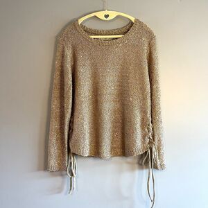 Miss Sexy Sequin Gold Lace Up Sweater | SZ S/M
